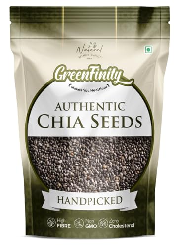 Image of GreenFinity Raw Chia Seeds | Rich in Omega 3, Fiber, and Antioxidant | Healthy Seeds for Weight Management, Immunity Booster, Healthy Hair and Skin, Salads, Snacks, Smoothies, and Baking (500g)