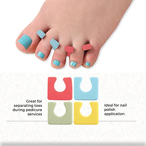 Image of ForPro Sole Toe Separators, Assorted Colors, Individual Pedicure Toe Separators, 1 inch W x 1 inch L, 144-Count