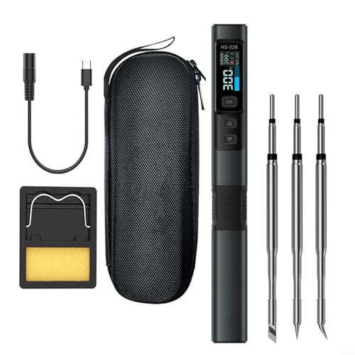 snowchecking for HS 02 High Performance Soldering Iron with 3 Iron Heads Cordless Speed-Heating Soldering Iron,CNC Metal Shell, HD Color Screen