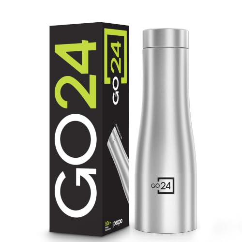Image of Go24 pexpo Monaco 750 ISI Certified Stainless Steel Sports /Fridge Water Bottle with Steel Cap - 700ml, Silver | Eco Friendly | BPA Free | Water Bottle for Office, Gym, School, Yoga, Trekking