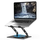 Adjustable Laptop Stand for Desk with 360 Rotating Base, Metal Foldable Laptop Riser Holder, Portable Desktop Book Stands, Ventilated Cooling Computer Notebook Stand Compatible with 10-15.6” Laptops