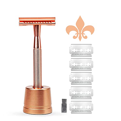 Women Razor, Metal Double Edge Razor Multicolor Safety Razor with Stand, 13 Razor Blades, Safety Razor for Women, â€‹Delicate Safety Razor for All Double Edge Blades