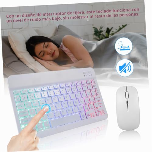 Teclado ratón inalámbrico portátil plástico ergonómico con luces 3