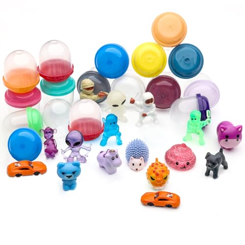 Image of Entervending Vending Machine Capsules with Toys in Bulk - 1.1 Inch Tiny Frosty Clear-Colored Acorn Capsules with Mini Toys for Kids - Plastic Capsules for Toys Bulk - Easter Basket Stuffers