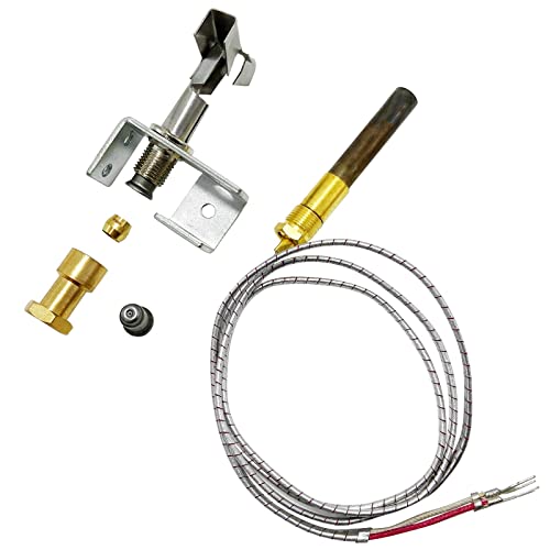MCAMPAS Gas Fryer 3 Way Flame Pilot Burner with 750 Millivolt Thermopile Assembly for Gas Floor Deep Fryer - Natural Gas and LP Orifice
