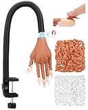 Practice Hand for Acrylic Nails, Flexible Nail Practice Hands Magnetic Fake Hands for Nails Practice, Movable Nail Mannequin Hand with 200PCS Nail Tips for Beginners,13.9 * 6.2 * 1.9