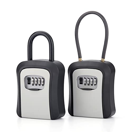 Key Lock Box, Large Capacity Key Storage Box With Resettable Code, 4 Digit Combination Lock Box For Spare Keys, Waterproof Wall Mount Key Box For Home, Hotels, Airbnb And Schools 1 Pack (Grey) #TOP6