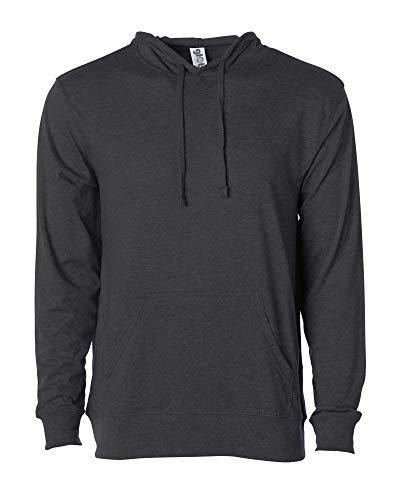 Global Blank Mens Long-Sleeve Hooded T-Shirt Hoodie Lightweight Sweatshirt Charcoal