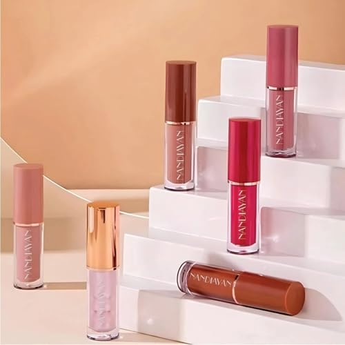 Image of Nandiayan 12Pcs Velvet Matte Liquid Lipstick Set of 12 (30 ml), Waterproof Long Lasting Quick-drying Non-Stick Cup Dark Lip Stain Kit |Smudge-Proof Transfer-Proof Lipsticks For Women | Dark shade