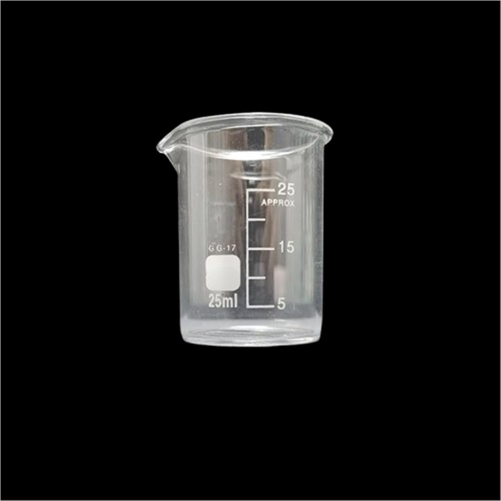 Cristalería volumétrica de 5/10/25/50 ml para experimentos, Vaso medidor para Pruebas de Laboratorio, Vaso de precipitados de Vidrio, 1 Unidad (10) (25)