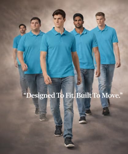 Image of AWG ALL WEATHER GEAR Men's Cotton Blend Polo T-Shirt | Plain Regular Fit | Soft Breathable Fabric | Casual & Formal Wear | Half Sleeve | Collared T-Shirt | Mens Tshirts | Tees for Man