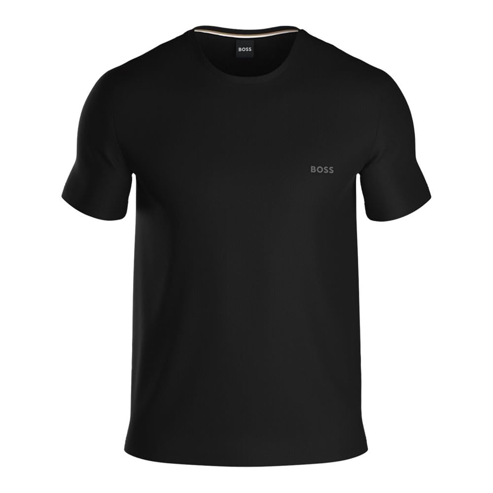 Boss Men's Black Waffle 10242355 01 Short Sleeve T-Shirt Pyjama Large
