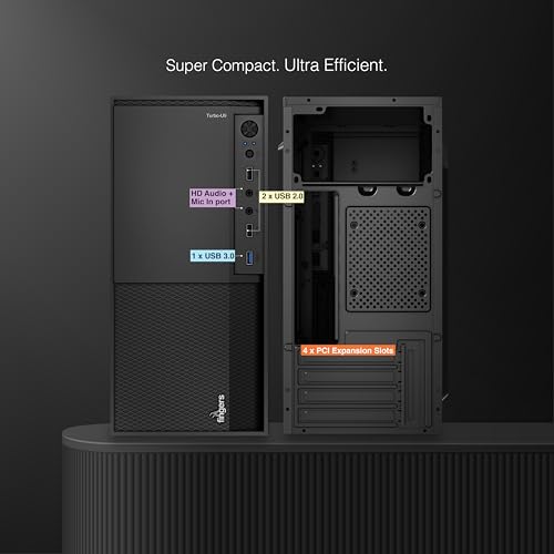 Image of FINGERS Turbo-U9 Micro-ATX PC Cabinet (Compact Case with 250W SMPS, USB 3.0, Cooling Fan & Tool-Free Design), Rich Black
