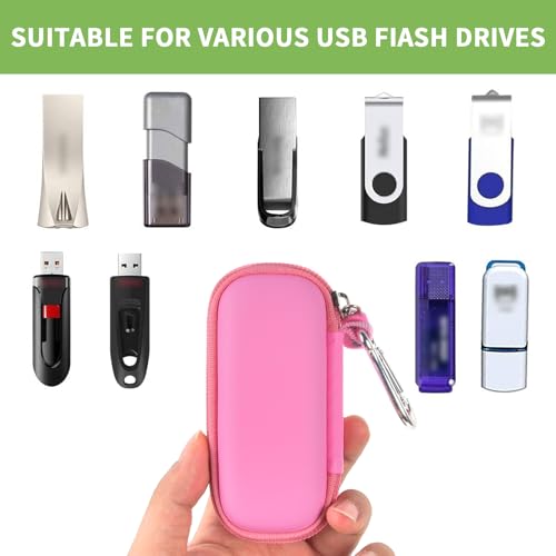 Image of USB Flash Drive Case, SD Card /Thumb Drive /Memory Cards Holder, Bag Only | SDXC /SDHC Storage, Electronic Accessories Organizer for SanDisk / for Samsung, for Students /IT /Office /School /Travel, Pink