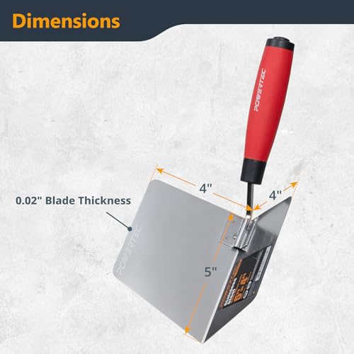 Image of POWERTEC 5 inch x 4 inch Stainless Steel Inside Corner Drywall Knife for Gyprock and Plasterboard - 1 PK (72176)