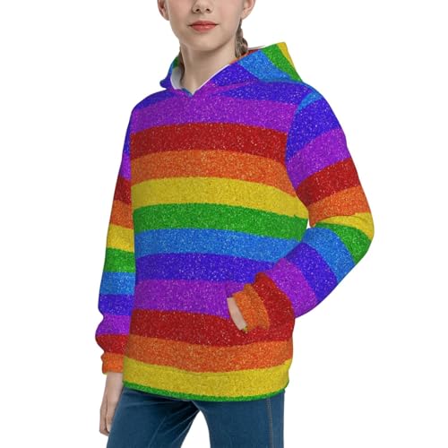 Colorful Glitter Rainbow Kid Hoodies Boys Sweatshirts Girls Pullover with Pocket2