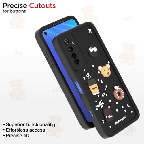 Image of Pikkme Back Cover for Realme 6 / 6i | 3D Cartoon Silicone Case Cute & Fun Full Protective Bumper Cover (Black)
