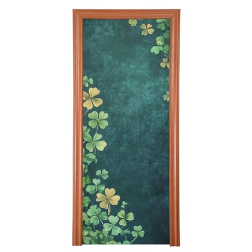FLildon Clovers St Patrick's Theme Door Cover Decoration, Party Accessory Porch Decor for Festive Ornament Room Door Covers 35 x 79 Inch