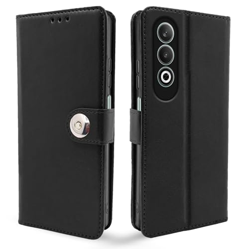 Image of Pikkme Flip Cover Leather Finish | Inside TPU with Card Pockets | Wallet Stand and Shock Proof | Complete Protection Button Flip Case for Oppo K12x 5G (Black)