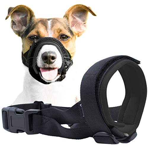 Image of Gentle Muzzle Guard for Dogs - Prevents Biting and Unwanted Chewing Safely Secure Comfort Fit - Soft Neoprene Padding - No More Chafing - Training Guide Helps Build Bonds with Pet (XS, Grey)