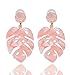 Acrylic Earrings For Women Girls Statement Palm Leaf Earrings Resin monstera Drop Dangle Earrings Fashion Jewelry (Pink)