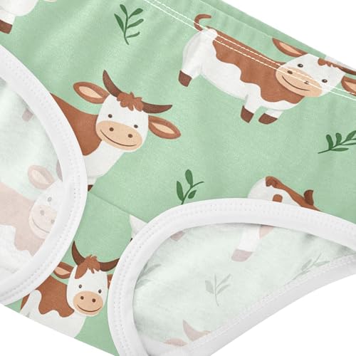 Wusikd Cartoon Cow Grass Girls' Underwear Cotton Cute Girls Briefs Soft Toddler Underwear 2T4