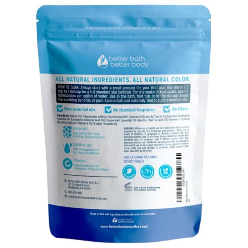 Muscle Soak Bath Salt 32 Ounces (2 Lbs) Epsom Salt with Natural Peppermint and Eucalyptus Essential Oils Plus Vitamin C in BPA Free Pouch with Easy Press Lock Seal Made in USA - Image 3