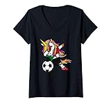 donna unicorno dabbing unicorn sudan calcio bandiera sudanese maglietta con collo a v