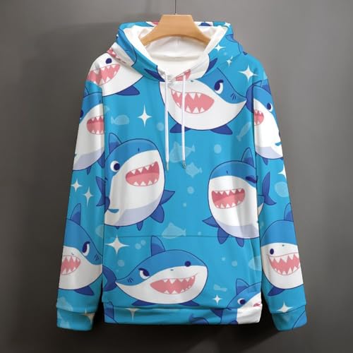 Sweat à capuche requin bleu unisexe taille S - 5