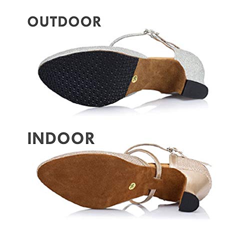 Women's Cross Strap Closed-Toe Buckle Ballroom Latin Dance Shoes Ladies White Dance Shoes Salsa Dancing Heels Wedding Ankle Strap Heels2