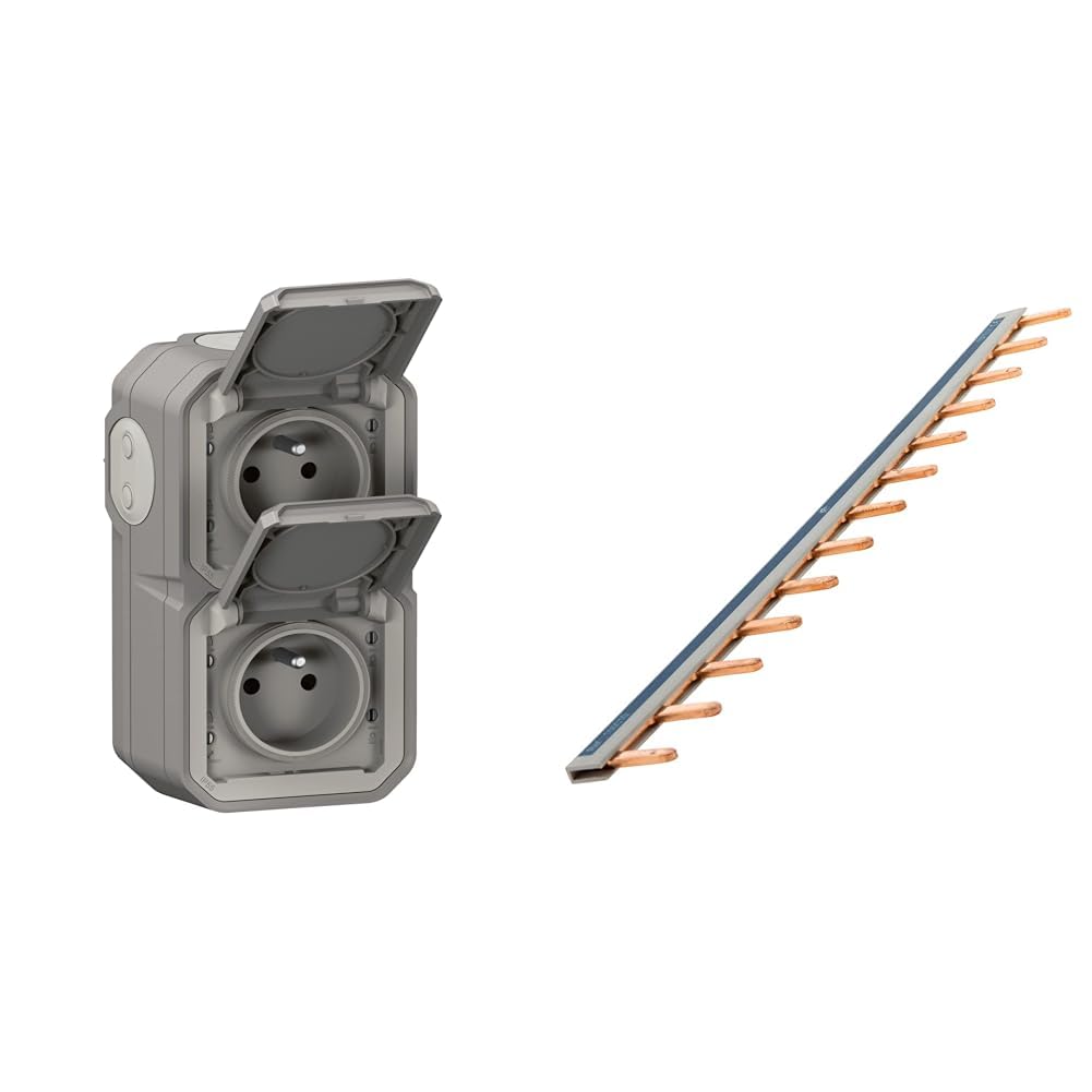 Prise etanche double Legrand Plexo noire et blanche complete IP55 2P+T 16A