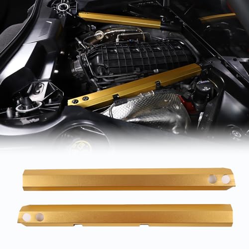 Image of CHEAYAR Engine Bay Panel Cover Compatible with Chevrolet Corvette C8 2020-2023, Engine Shroud Cover Panel Trims, C8 Accessories 2PCS (Engine Rod - Yellow)