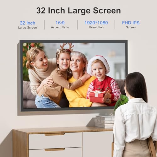 32-inch Digital Photo Frame Large-Picture-Frame - FHD IPS, Dual-WiFi, Remote Control, Smarthphone Sync Screen, Load Photo from Phone via APP Email, Free Cloud,Wall Mounted for Photo Gallery Home Decor by FULLJA - Image 4