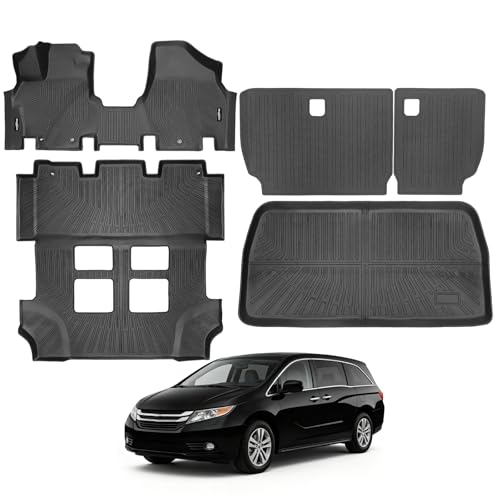 Bingoliner Floor Mats for Honda Odyssey 2011-2017 Trunk Mat and Backrest Mat All Weather TPE Protector for Honda Odyssey Accessories