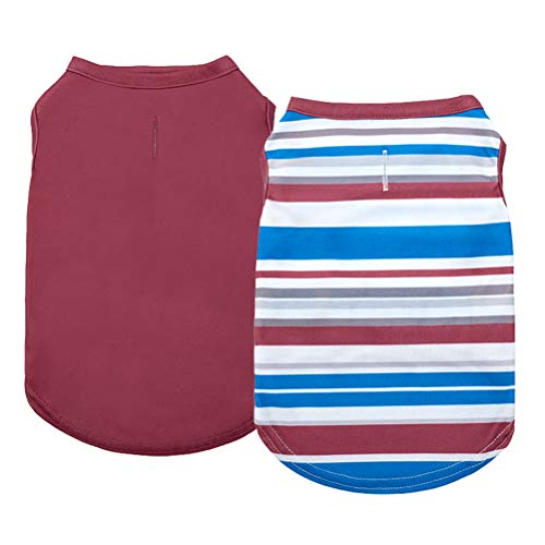 SCENEREAL 2 Pack Dog Shirt - Striped and Blank Sleeveless Cotton Dog T-Shirt, Soft and Breathable Basic Dog Apparel, Thin Dog Sweater, Hoodie, Cute Pet Clothes for Small Medium Dogs, Puppies, Cats