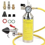 MRCARTOOL AC Flush Kit, sistema de aire acondicionado para coche, bidón para coche, sistema de aire acondicionado A/C, juego de herramientas con manómetro y manguera de 1 m, HVAC Flush Kit para coche