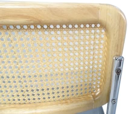 Miniatura 6 de Edloe Finch Silla de comedor de cuero con esponja de alta densidad, silla de ratán para comedor, sala de estar, dormitorio (gris)