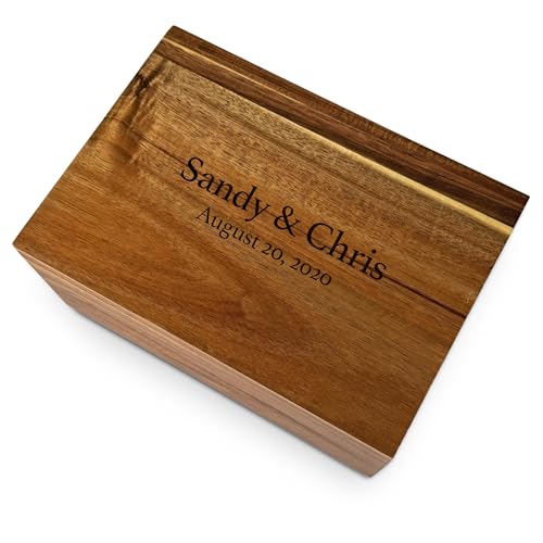 Wooden Keepsake Box Large - Personalized Memory Box, Acacia Wood Chest with Lid, Engraved Hidden Message, Decorative Memorabilia Boxes for Love Letters, Wedding Photos, Rustic Storage, 11x8x4.75 in