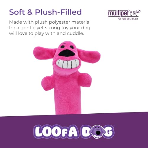 Multipet Original Loofa Dog Plush Toy - Squeaky Toy for All Dogs - Extra Soft Plush - Stuffed Animal Dog Toys for Playing (1 Count, 6”, Random Color Surprise)