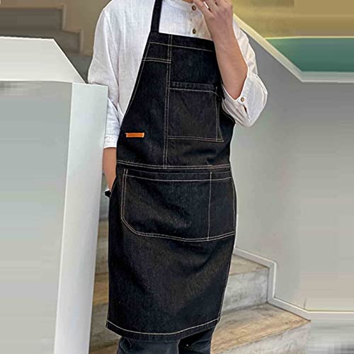 Delantal de Mezclilla para Peluquero Delantales de Mezclilla para Hombres Delantales de Trabajo para Mujeres con Bolsillos Sin Mangas Chefs Barista