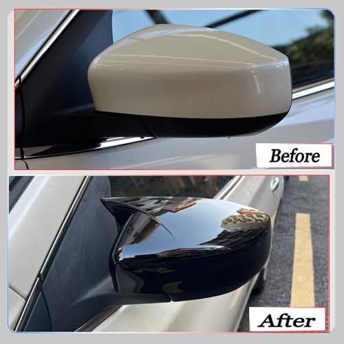 Image of Side Mirror Cover,for Nissan sentra 2013-2019, Bright Black Side Rear Mirror Covers Body Kit Accessories for Cars(Without Turn Signal Cutout)