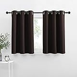 NICETOWN Kitchen Blackout Window Treatments Curtains - Eyelet Top Home Fashion Blackout Curtains Tailored Panels (Double Panels, W42 x L36 inches + 1.2 inches Header, Toffee Brown)