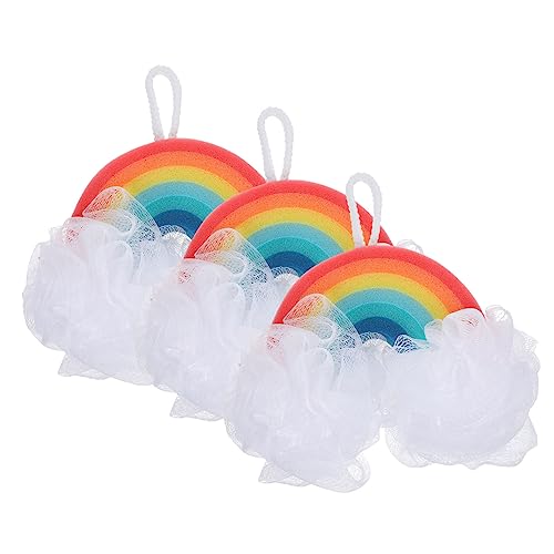 PATKAW 3 Piezas Esponja De Baño De Arcoíris Burbuja Juguete Esponja De Ducha Para El Cuerpo Esponjas Fregador De Espalda Para Ducha Neto Paraca Colorful Esponja De Poliuretano