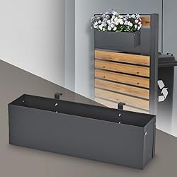 Maceteros Largos Para Colgar ML-Design Jardinera para Balcón 50x12x15 cm Antracita Acero Resistente a la Intemperie Macetero para el Revestimiento del Cubo de Basura Soporte Metálico para Plantas Caja de Barandilla para Flores