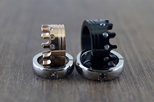 Lafatina 2 Piece Couples King Queen Crown Ring Pendant Necklace For Engagement Wedding Anniversary Love Promise Valentine #TOP1