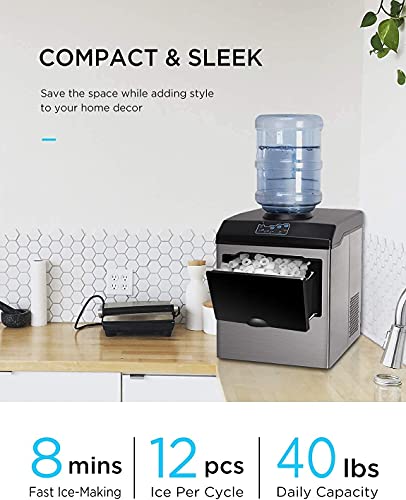 BEAGHTY Elektrische Eiswürfelmaschine, 2-in-1-Eismaschine mit Wasserspender, tragbare Eismaschine aus Edelstahl für die… – Bild 4