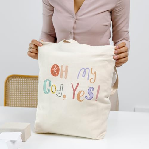 Image of Roundsun Cotton Canvas Vertical Tote Bag With Main Zipper Closure & Inner Pocket Size 16 Height 14 Width 3.5 Base |300 GSM Cloth|Shopping /Grocery Multi-Purpose Bag