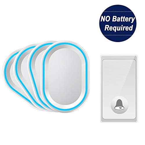 Preisvergleich Produktbild SSR Batterielose Funkklingel Türklingel, Außenbereich Wasserdicht Kabellose Türklingel 200M Reichweite Funk Türklingel Mit LED Anzeige, 58 Klingeltönen, 4 Lautstärkestufen,White