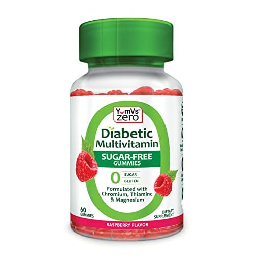 YumVs Diabetic Multivitamin Gummies | Sugar Free Diabetes Supplement Vitamins for Women & Men | Chromium, Thiamine and Magnesium | Natural Raspberry Flavor Chewables - 60 Count