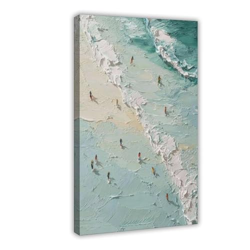 Art du surfeur côtier tableau abstrait bleu clair salon moderne